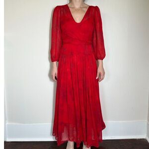 Gorgeous Calvin Klein Red Ruffled Maxi Dress Size 4